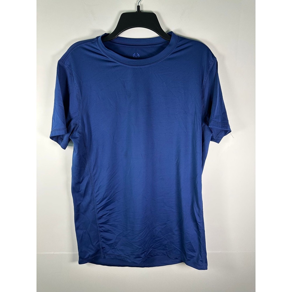 Realtree Fishing Shirt Mens M Short Sleeve Moisture Wicking Blue Performance